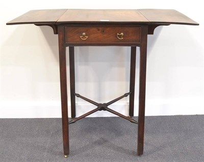 Lot 337 - A Mahogany Dropleaf Side Table, with a frieze drawer above chamfered supports and a turned...