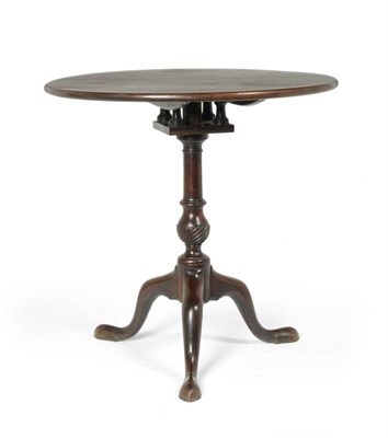 Lot 350 - A George III Mahogany Birdcage Action Tripod Table, late 18th century, the circular top above a...