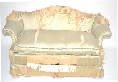 Lot 374 - A George III Style Sofa, probably 19th century, in need of recovering, with rounded arm...