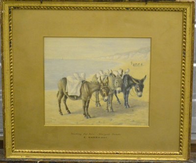 Lot 391 - E* Garraway (late 19th century) ";Waiting For Hire - Margate Sands"; Signed, and dated 1896,...