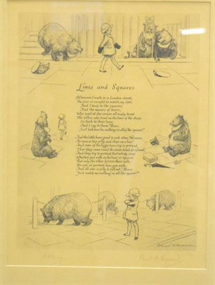 Lot 409 - After Ernest H Shepard (1879-1976)  ";Teddy Bear"; Signed by AA Milne and the artist, no. 11...