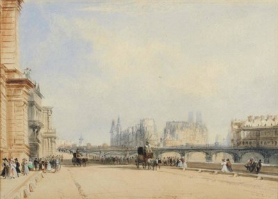 Lot 411 - Circle of Richard Parkes Bonington (1801-1828)  ";L'ile De La Cité"; Watercolour heightened...