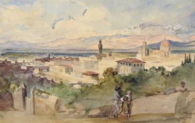 Lot 412 - Charles West Cope RA (1811-1890) ";Florence from St Miniato"; Pencil and watercolour heightened...