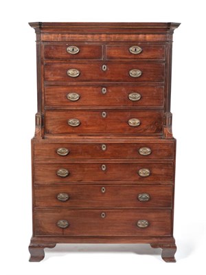 Lot 1077 - A George III Mahogany Chest on Chest, late 18th century, the moulded cornice above a strung...