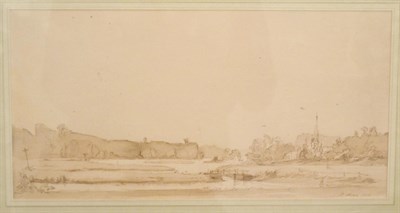 Lot 432 - David Levine (b.1926) American Connecticut Landscape Signed and dated 1959, brown ink and sepia...