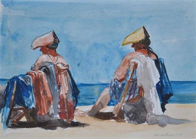 Lot 433 - David Levine (b.1926) American ";The Two Beach Ladies"; Signed and dated 1958, pencil and...