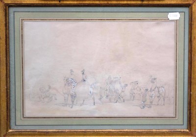 Lot 439 - Alfred de Dreux (1810-1860) French Stage coach with other riders Indistinctly signed, pencil...