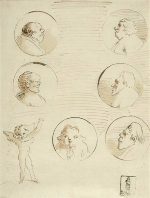 Lot 444 - Attributed to Antonio Maria Zanetti (1680-1757) Italian Caricature head studies With a blind stamp