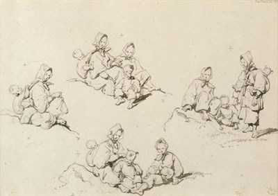 Lot 446 - Attributed to George Chinnery (1774-1852)  Studies of figures and children Dated 1836, pencil,...