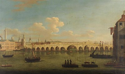 Lot 460 - Attributed to Samuel Scott (18th century)  Figures boating on the Thames before London Bridge...