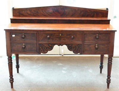 Lot 1094 - A William IV Mahogany Sideboard, circa 1837, the staged back with architectural pediment above five