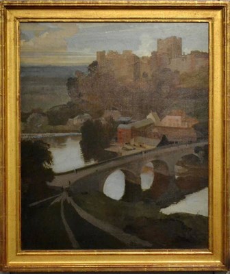 Lot 465 - British School (20th century) View of Durham Castle from the River Wear Oil on canvas, 75.5cm...