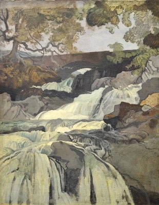 Lot 476 - Charles Knight (20th century) Waterfall scene Bears stencil JASS2, oil on canvas, 90cm by 70cm...