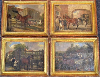 Lot 481 - American Provincial School (19th century) The Runaway Horse Oil on canvas, together with three...