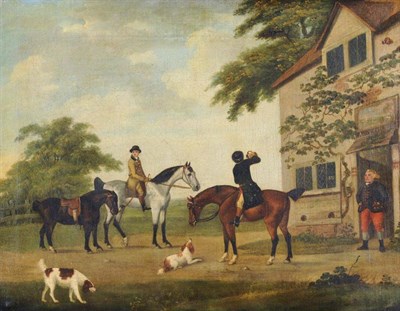 Lot 486 - John Nost Sartorius (1759-1828) Horse-mounted gentleman and spaniels before an inn Signed, oil...