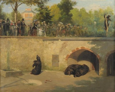 Lot 491 - Pierre Vauthier (1845-1916) French  ";The Bear Pit, Berne"; Signed, oil on canvas, 31.5cm by 39.5cm