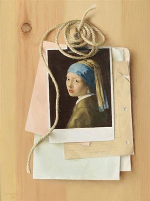 Lot 494 - Gerald Norden (1912-2000)  ";Paper Clip"; - a trompe d'oeil painting depicting a postcard of...