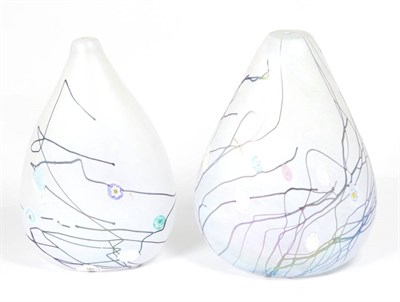 Lot 17 - John Ditchfield for Glasform; an iridescent opaque vase decorated with trails in iridescent...