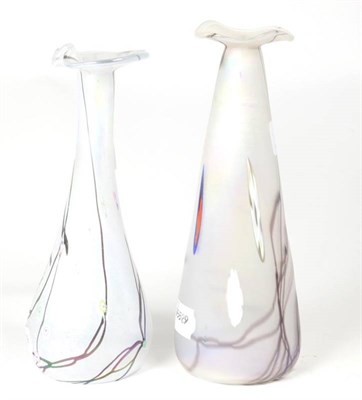 Lot 67 - John Ditchfield for Glasform; an iridescent opaque vase decorated with trails in iridescent...