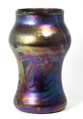 Lot 71 - John Ditchfield for Glasform; an iridescent petroleum vase decorated with pearl drops and bands...