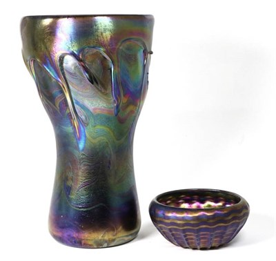 Lot 73 - John Ditchfield for Glasform; an iridescent petroleum vase decorated with surface lava, etched...