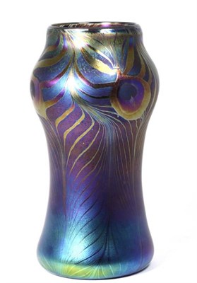 Lot 84 - John Ditchfield for Glasform; an iridescent petroleum vase decorated with peacock feathers...