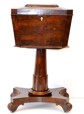 Lot 1130 - A Regency Burr Yew Teapoy, early 19th century, of octagonal shaped form, with hinged lid...