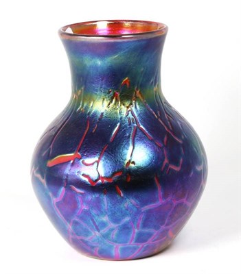 Lot 89 - John Ditchfield for Glasform; an iridescent lava vase with petroleum crackling, etched to base...