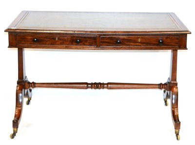 Lot 1137 - A Late Regency Mahogany Library Table, 2nd quarter 19th century, with later green and gilt...