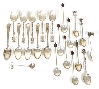 Lot 184 - A collection of assorted spoons to include five George III bright cut examples; six French...