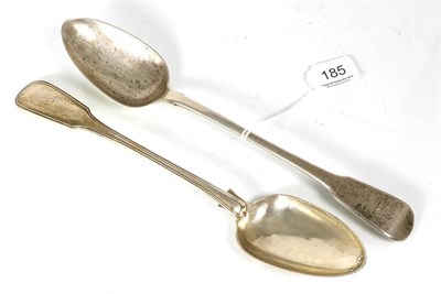 Lot 185 - A George III silver fiddle pattern basting spoon, maker's mark rubbed, London 1817; and an...