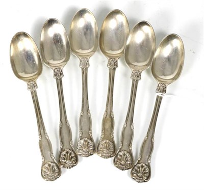 Lot 197 - A set of six George IV silver Kings Husk pattern teaspoons, William Chawner, London 1825,...