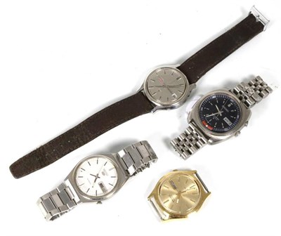 Lot 208 - Four Seiko automatic day/date centre seconds wristwatches, one signed Seiko Bell-Matic, (4)