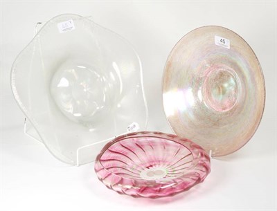 Lot 45 - John Ditchfield for Glasform; three various dishes, one etched to base J. Ditchfield GLASFORM...