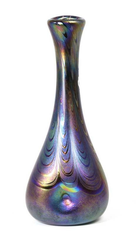 Lot 47 - John Ditchfield for Glasform; an iridescent petroleum shaped bottle vase decorated with...