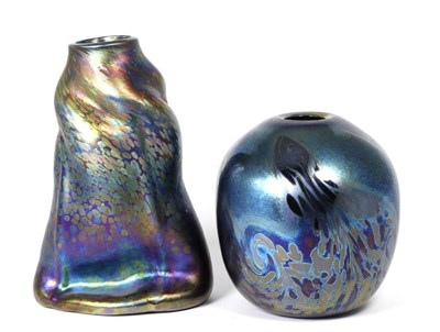 Lot 48 - John Ditchfield for Glasform; an iridescent petroleum vase decorated with speckles and swirls...