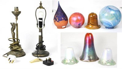 Lot 51 - John Ditchfield for Glasform; seven various glass shades in varying iridescent colours and...