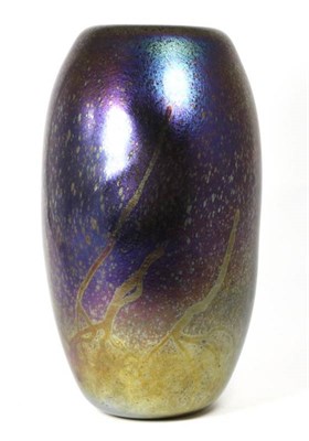 Lot 61 - John Ditchfield for Glasform; an iridescent petroleum vase decorated with trails 33cms etched...