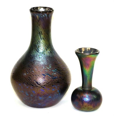Lot 62 - John Ditchfield for Glasform; an iridescent petroleum vase decorated with surface speckles,...