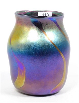 Lot 113 - John Ditchfield for Glasform; an iridescent petroleum vase decorated with pearl drops, etched...