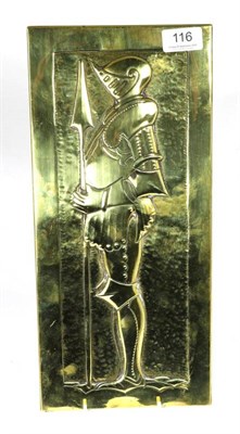 Lot 116 - Glasgow School, brass plaque of a knight attributed to P.W. Davidson