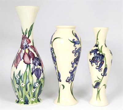 Lot 126 - Moorcroft Pottery: A Bluebell Harmony trial vase dated 15-4-16 by Kerri Goodwin together with...