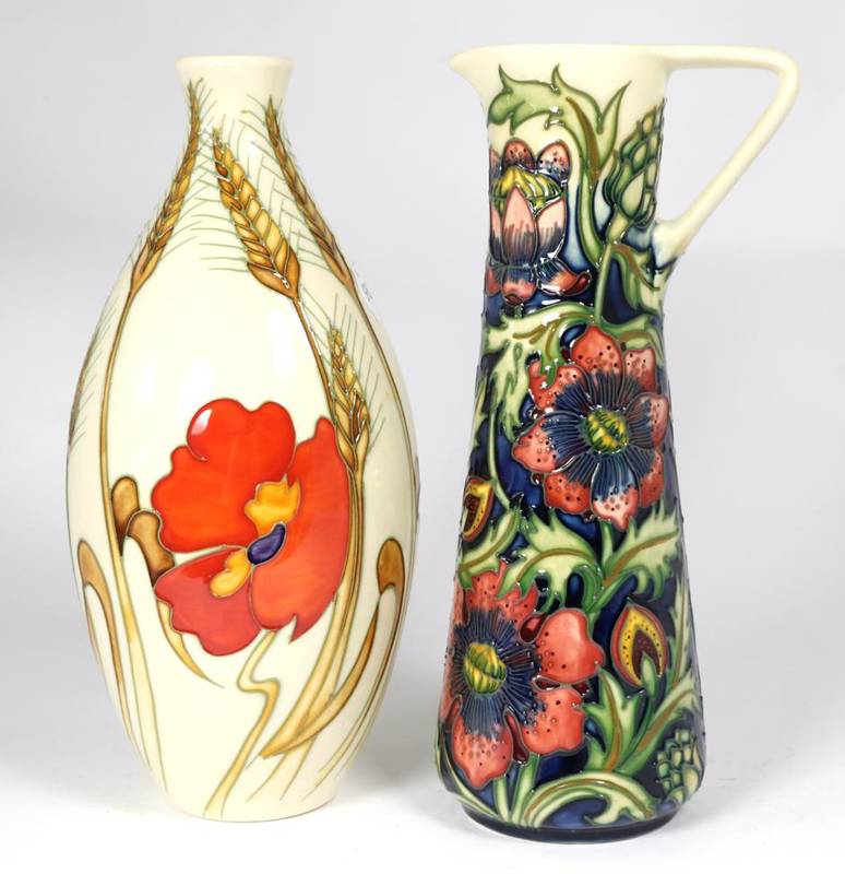 Lot 128 - Moorcroft Pottery: a Harvest Poppy vase and a Pheasants Eye jug