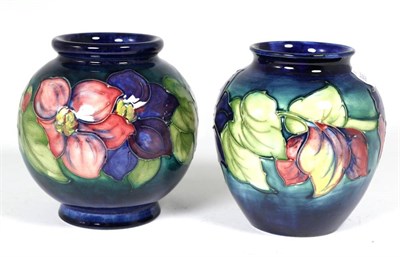 Lot 145 - Moorcroft Pottery: two Clematis pattern vases, each 13cm high