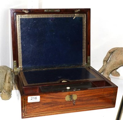 Lot 216 - A 19th century rosewood writing box