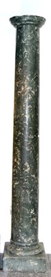 Lot 1190 - A Pair of Scagliola Columns, with circular platform tops, the columns of mottled green effect,...