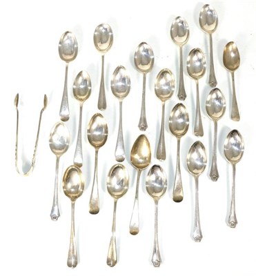 Lot 261 - A set of eight silver teaspoons, Birmingham 1931-34 with bead edge; two further part sets of silver