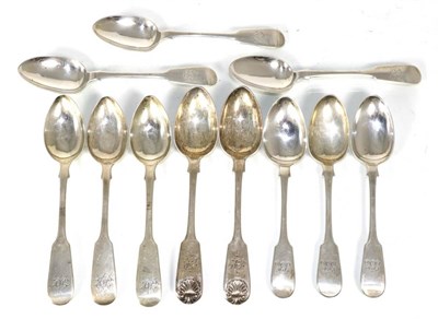 Lot 283 - A set of three silver provincial fiddle pattern teaspoons, Barber, Cattle & North, York 1828; a set