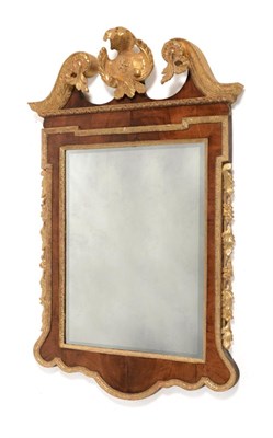 Lot 1205 - A George II Walnut and Gilt Pier Glass, 2nd quarter 18th century, the rectangular mirror plate...