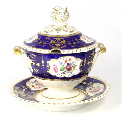 Lot 311 - Bloor Derby porcelain sauce tureen, cover and stand